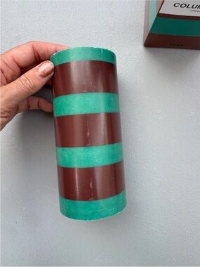 Green and Brown Striped Decorative Candle - HAY